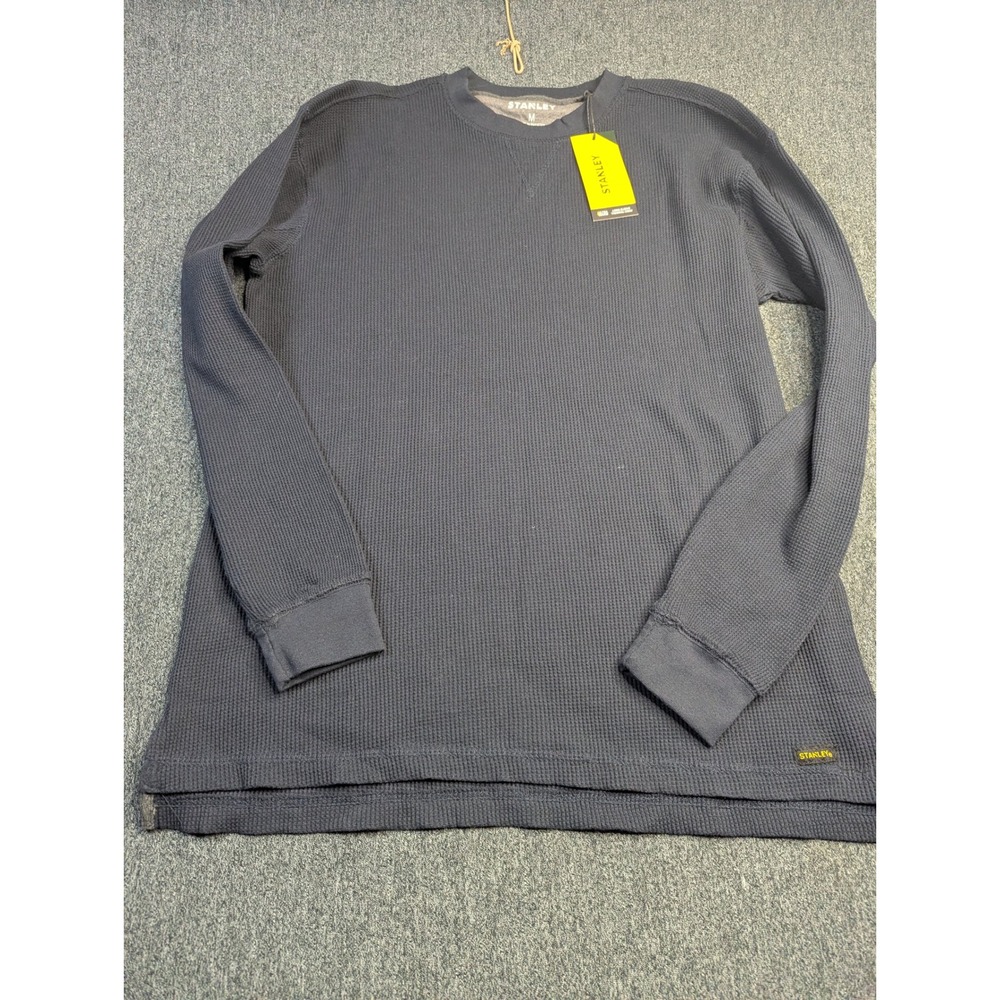Stanley Workwear Mens Navy Blue Thermal Crew Neck Long Sleeve Waffle‎ Top
